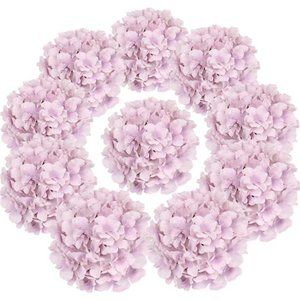 10pack Silk Hydrangea Heads Artificial Flowers Heads w/ Stems Home Wedding Decor
